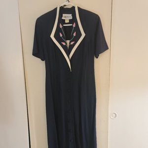 SL Fashions Ladies Dress Navy Blue-accent colors/flowers